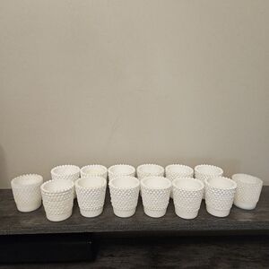 Vintage White Hobnail Milk Glass Votive Candle Holders